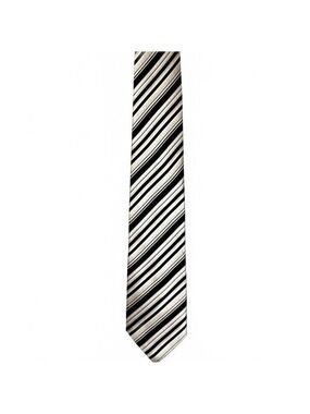 Ted Baker Knotted Collection Silk Tie Black Silver Diagonal Stripe 100% Silk